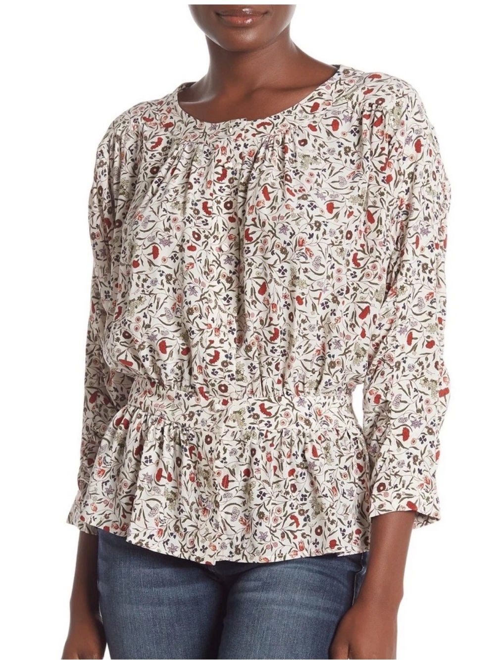 Frame Floral Silk peplum Blouse